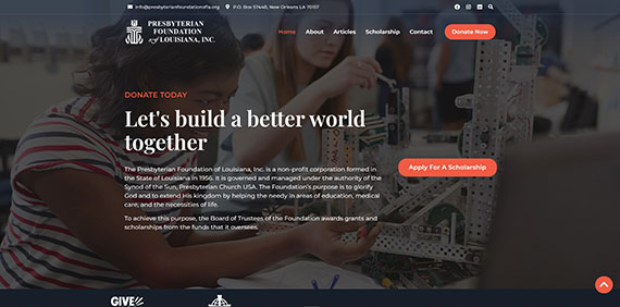 Presbyterian Foundation of Louisiana Website Screenshot